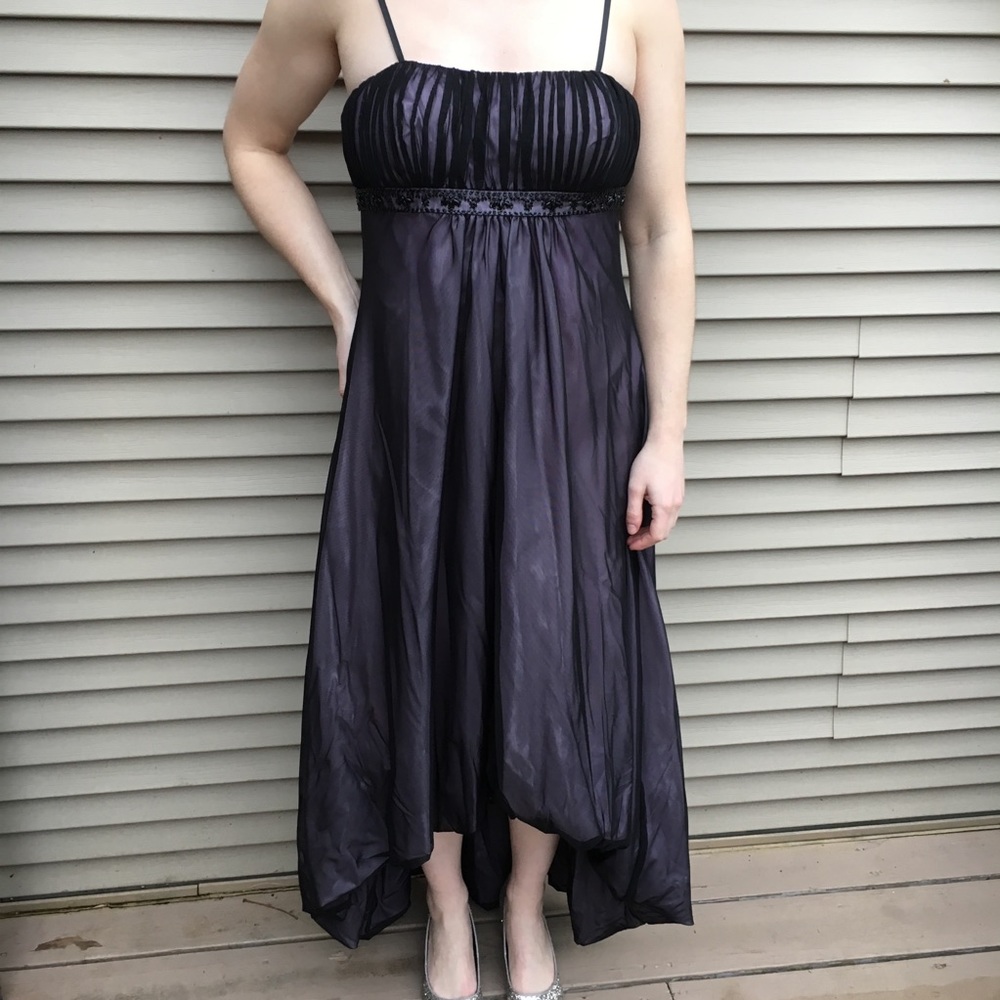 NWT Nicole Miller purple high-low gown